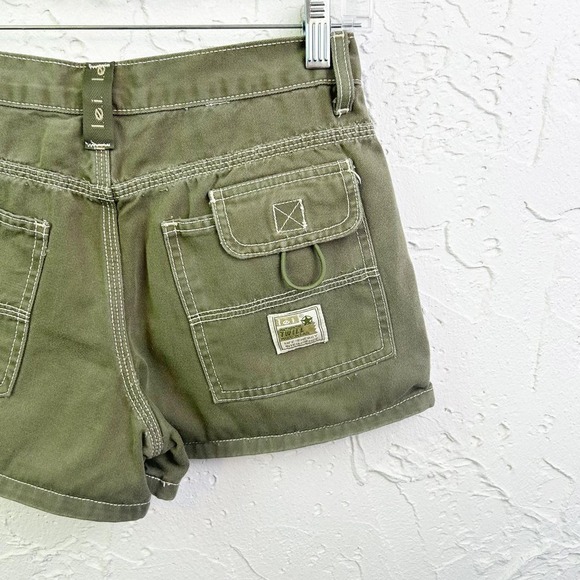 Vintage LEI Y2K Low Rise Green Cargo Utility Shorts Size 5 - Picture 6 of 8